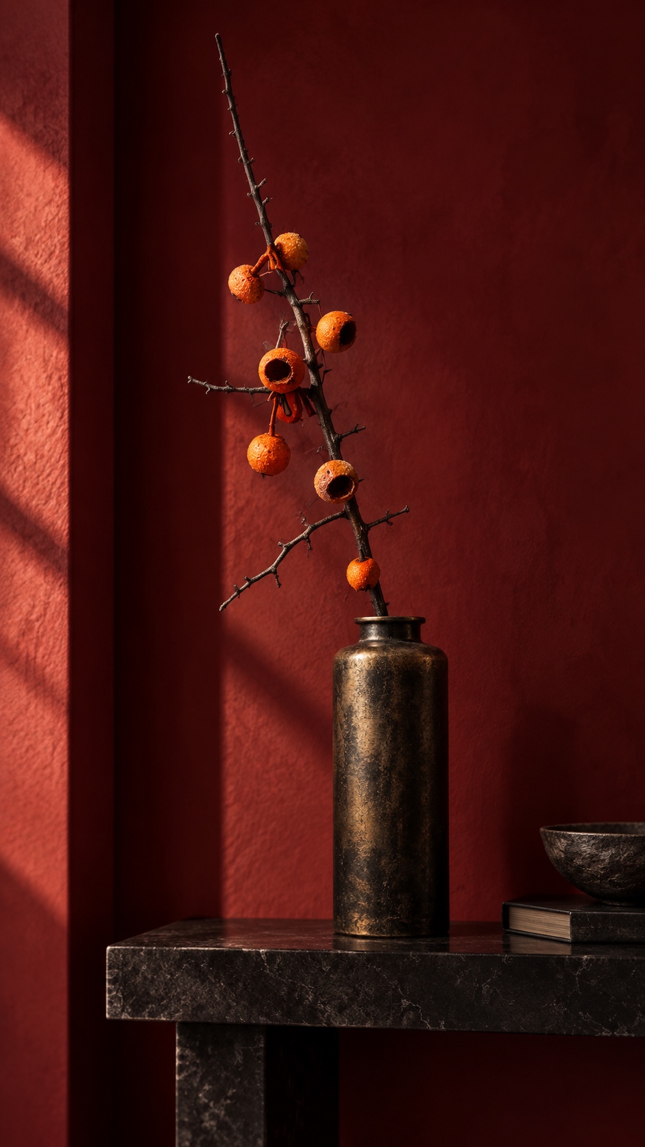 Orange Artificial Hawthorn Berry Branch 5