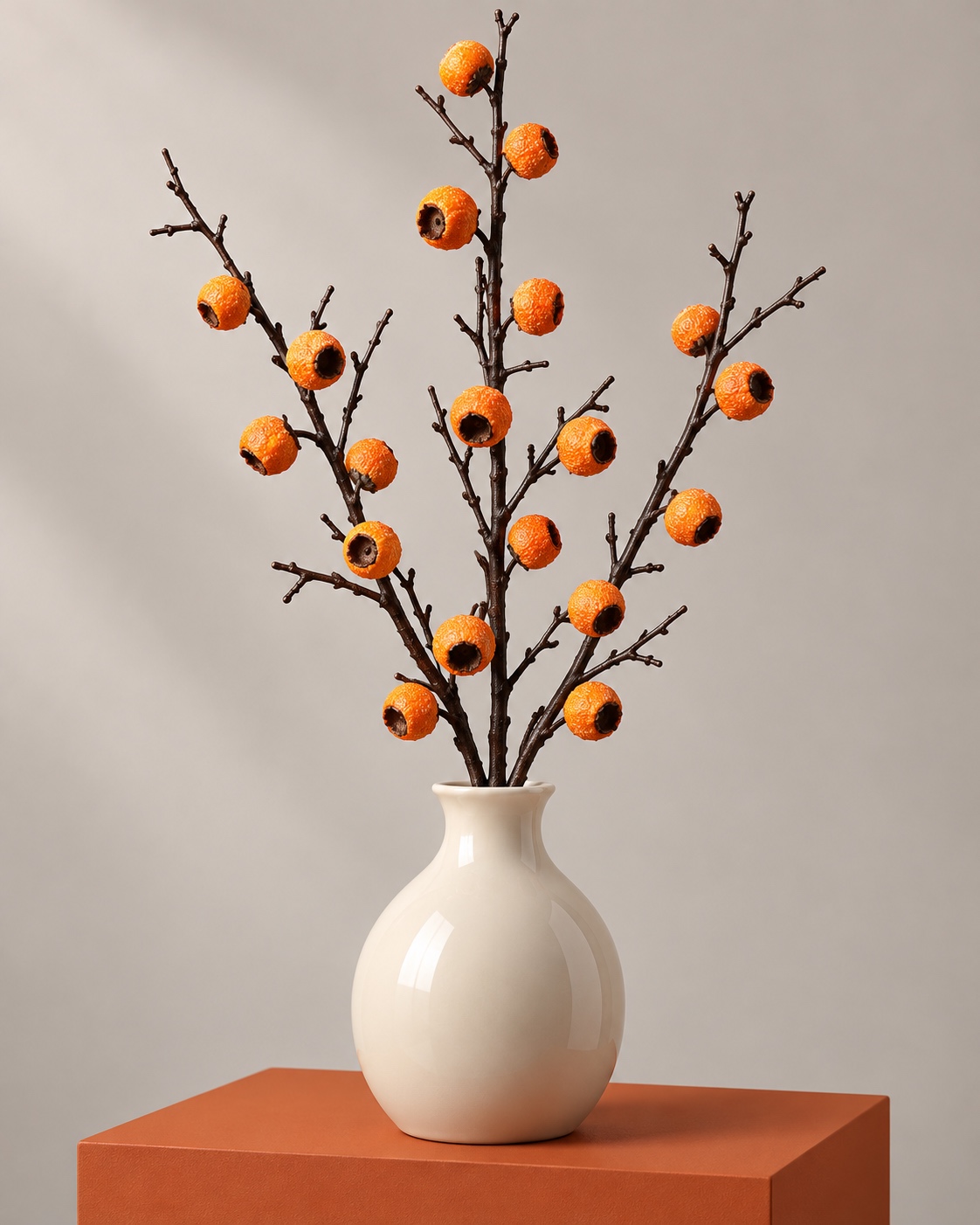 Orange Artificial Hawthorn Berry Branch 4