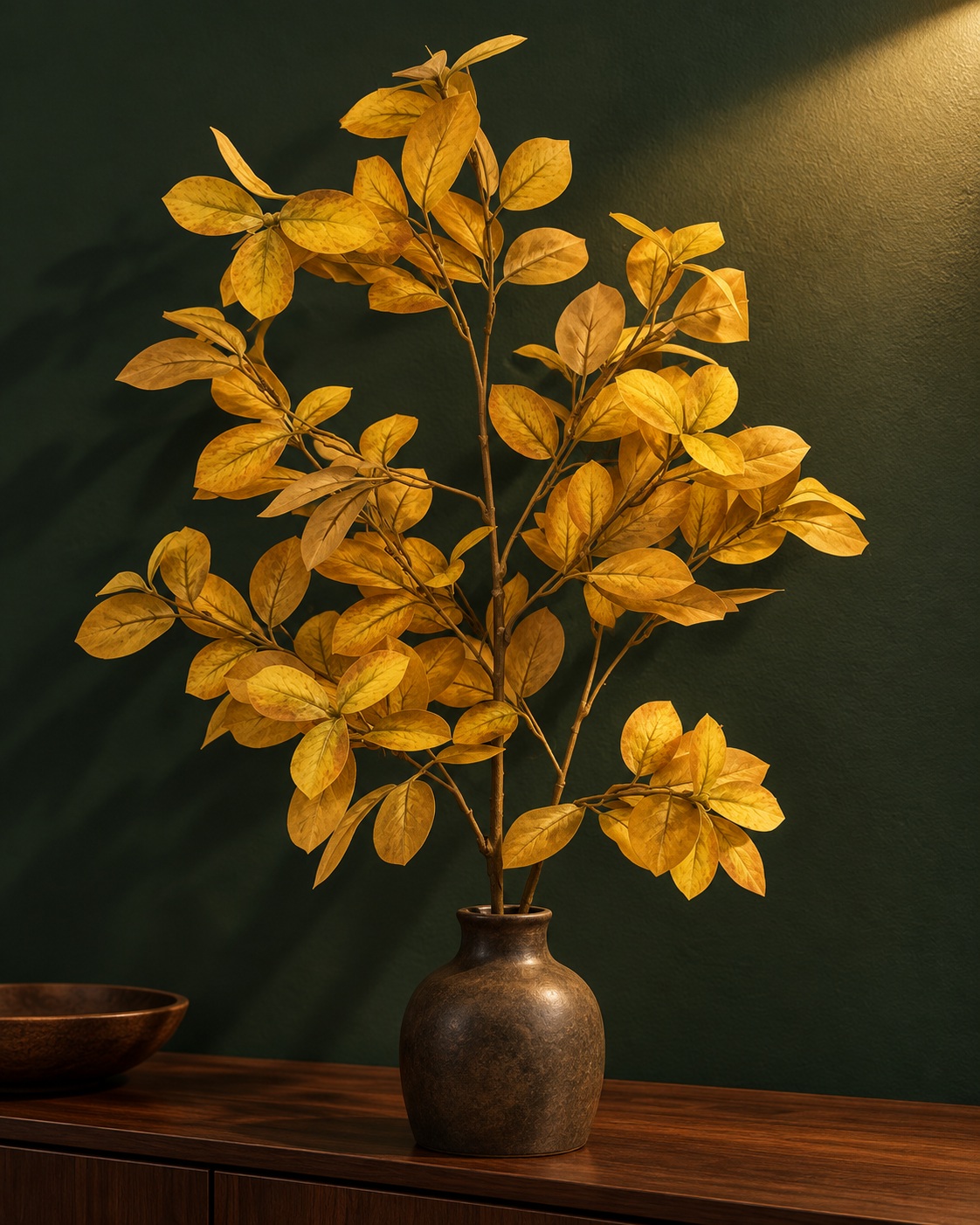 Artificial Yellow Ficus Leaf Branch 2