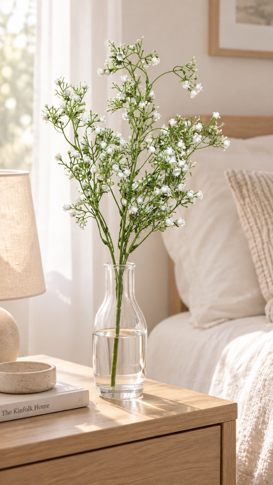 White Artificial Bellflower Spray with Delicate Buds 5