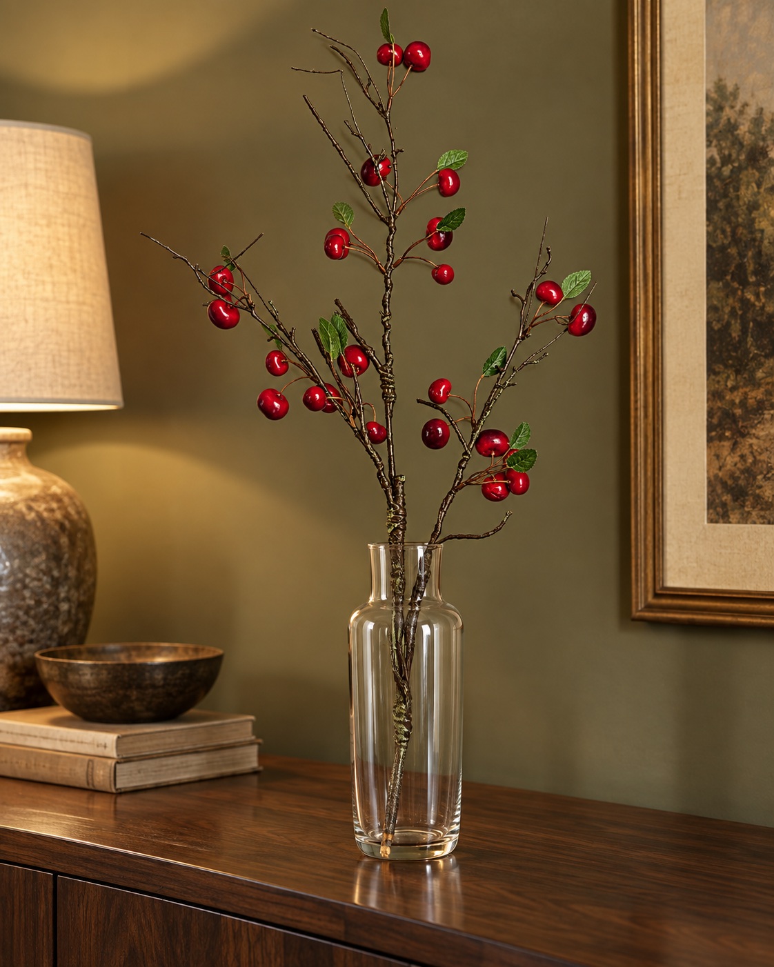 Artificial Red Berry Branch 5