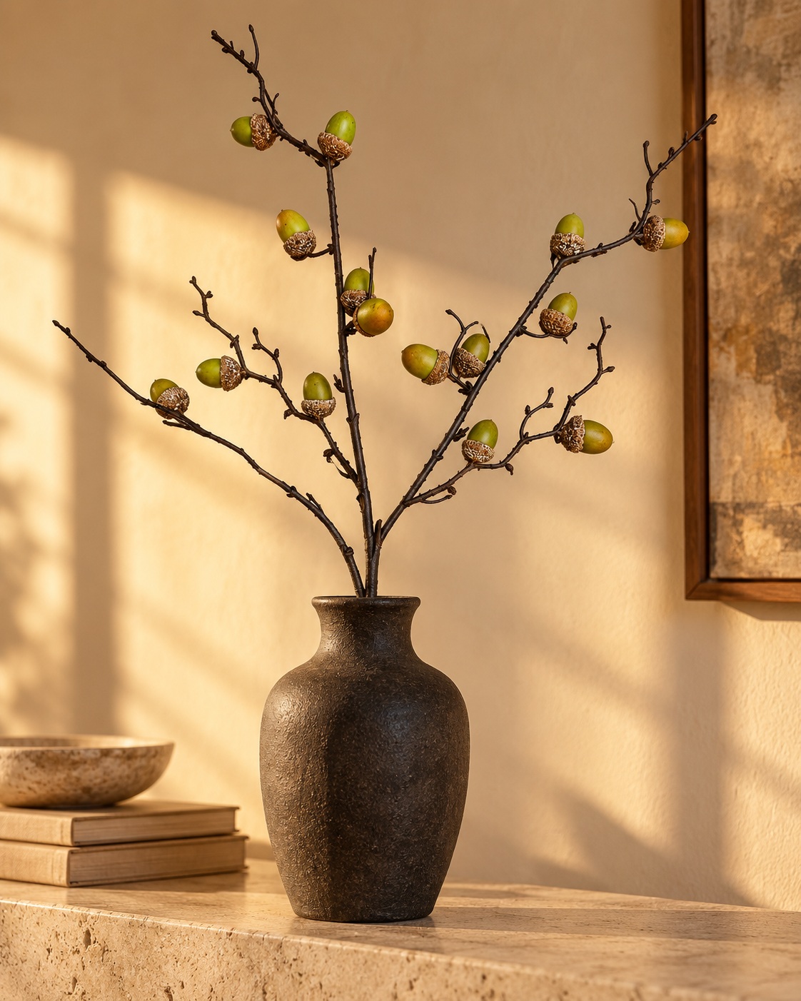 Artificial Green Acorn Branch 5