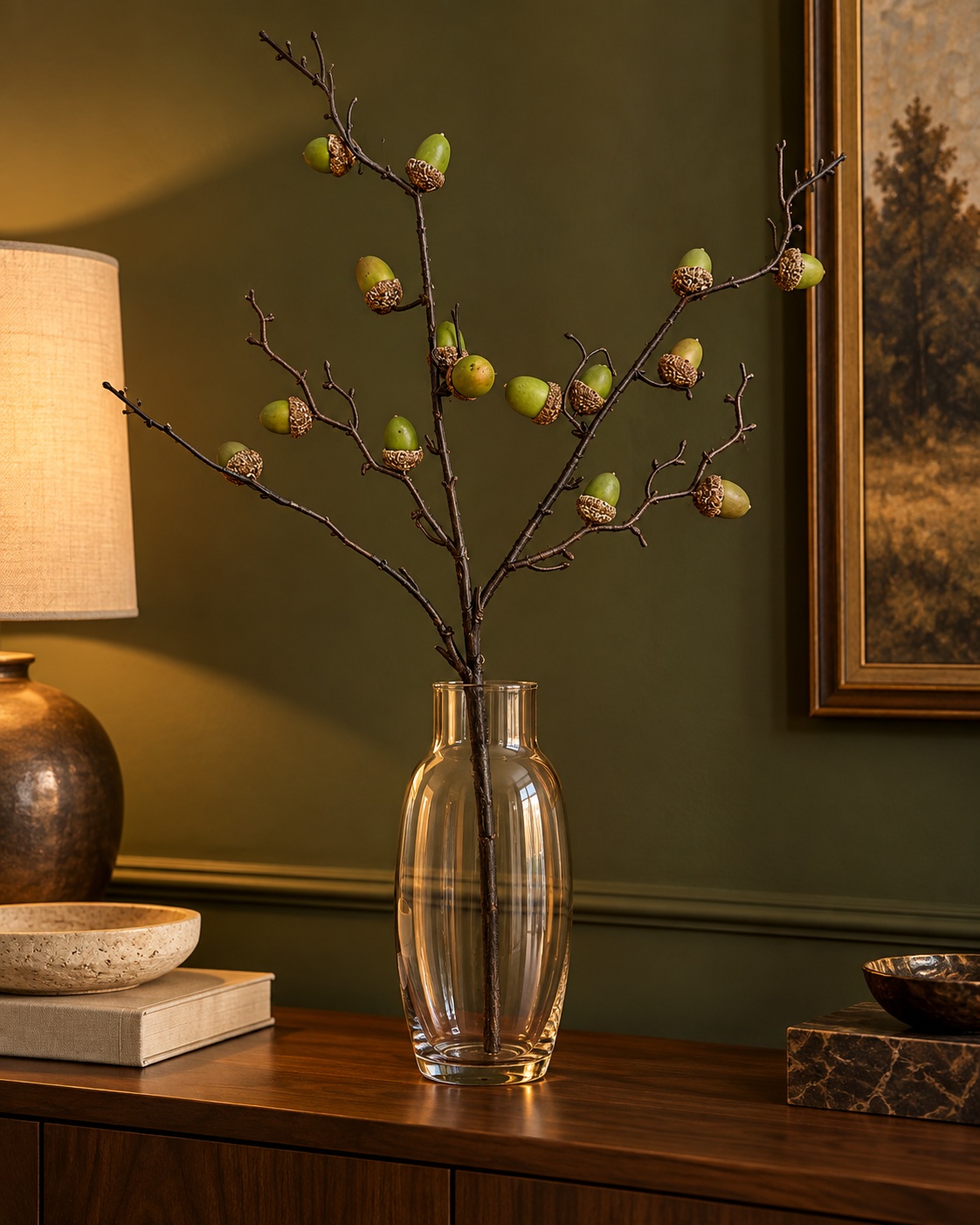 Artificial Green Acorn Branch 2