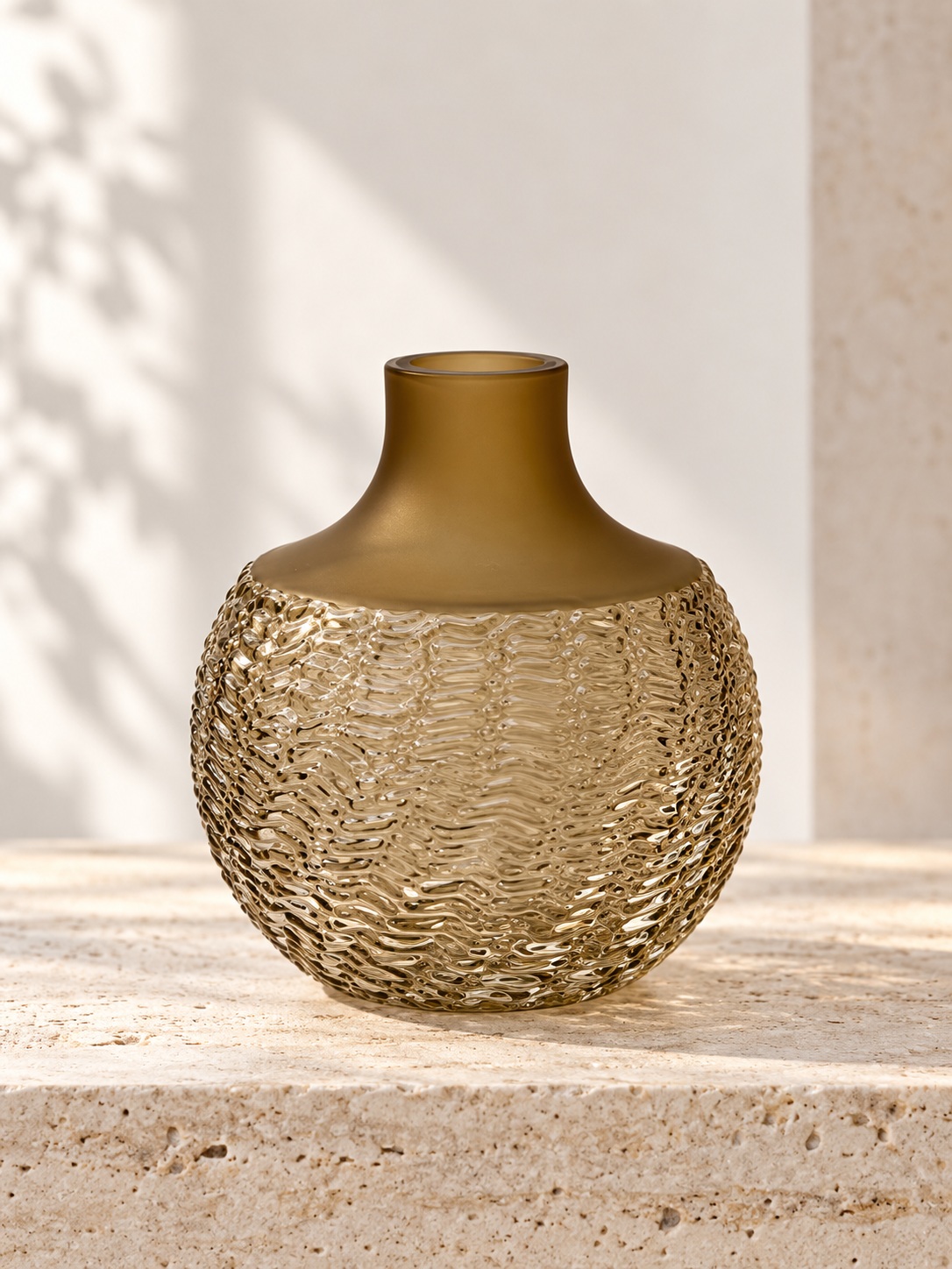 Smoky Bronze Textured Glass Vase - (3.5x17x18 cm) 4
