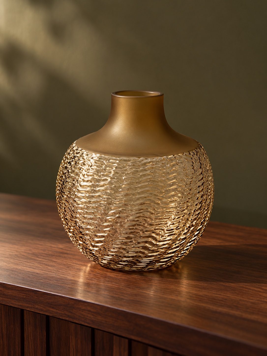 Smoky Bronze Textured Glass Vase - (3.5x17x18 cm) 3
