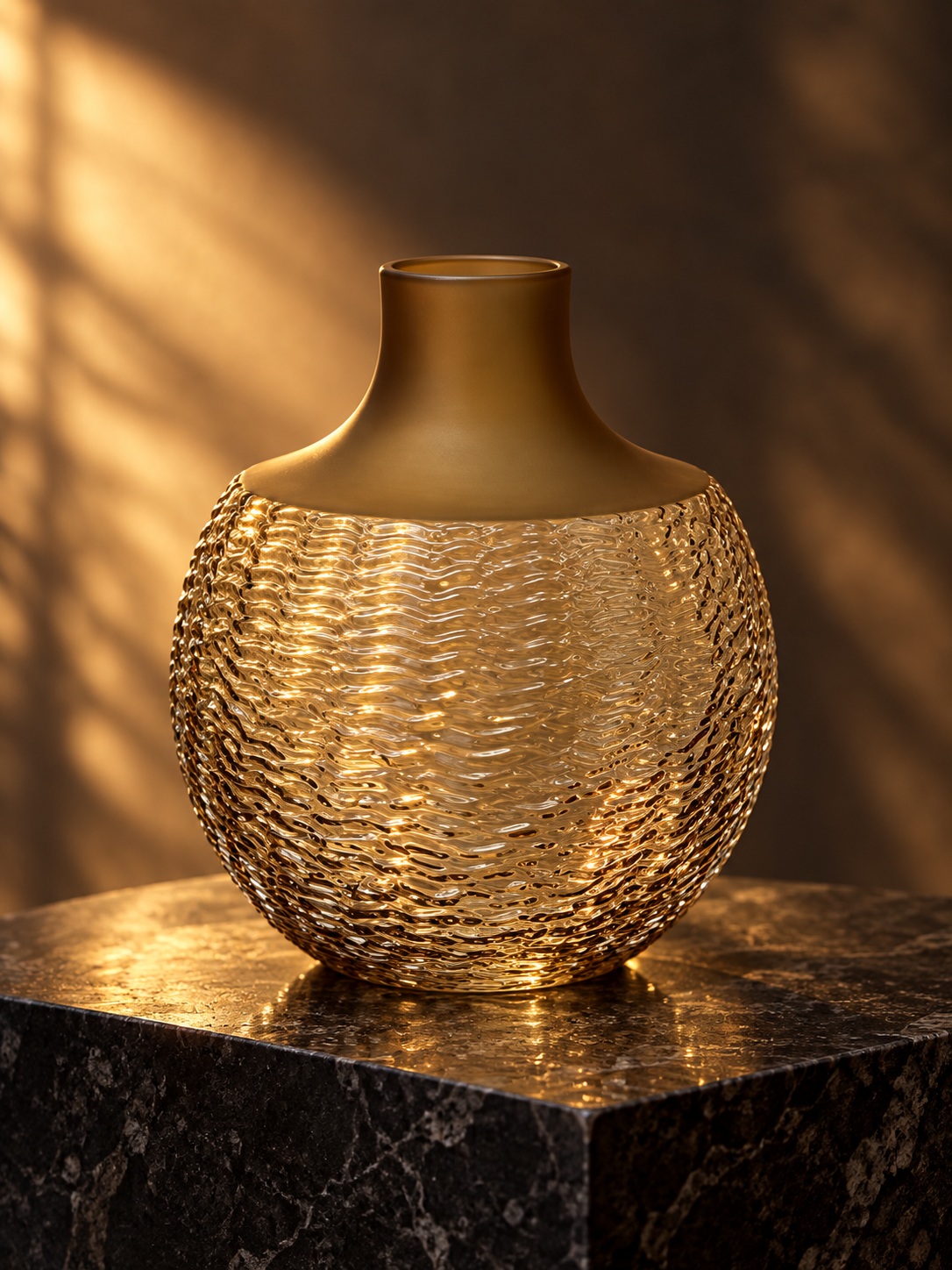 Smoky Bronze Textured Glass Vase - (3.5x17x18 cm) 5