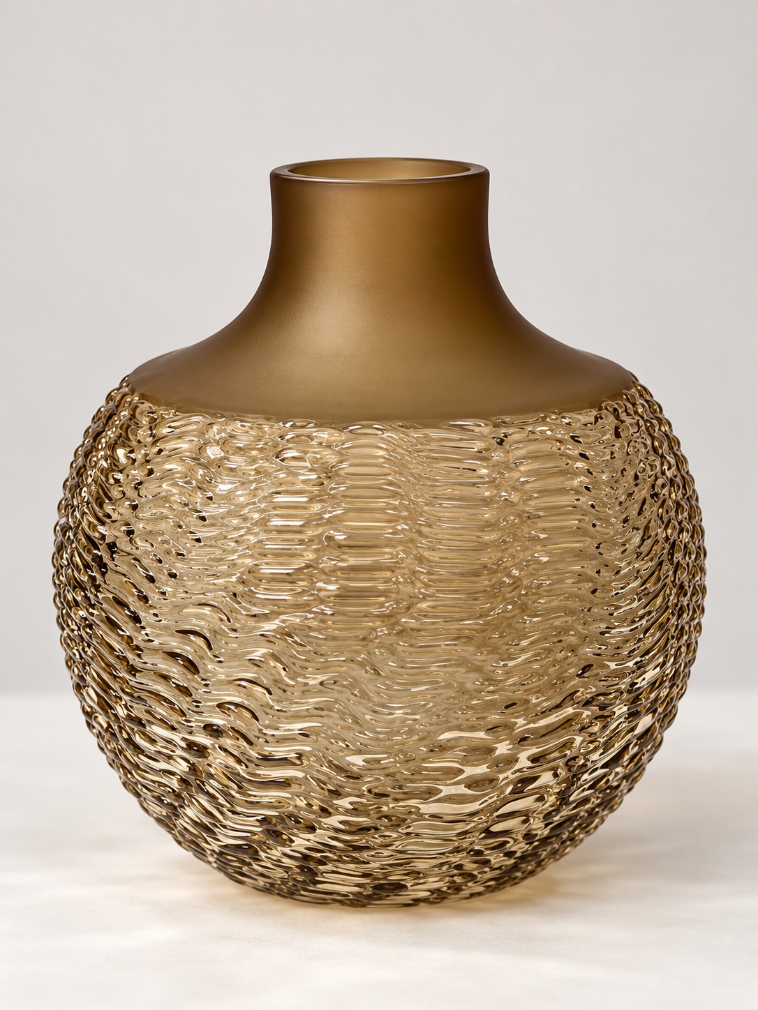 Smoky Bronze Textured Glass Vase - (3.5x17x18 cm) 2
