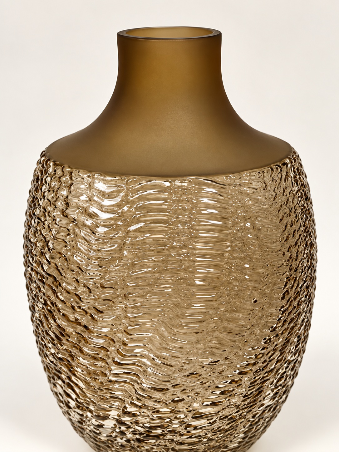 Tall Smoky Bronze Rippled Glass Vase - (5x28x17 cm) 5