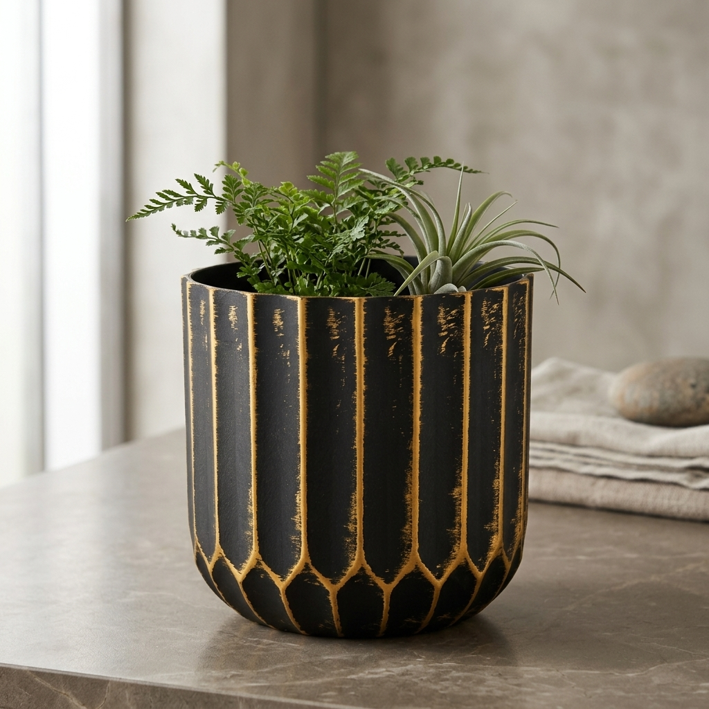 Fibre Pot Set of 3 Gold Small