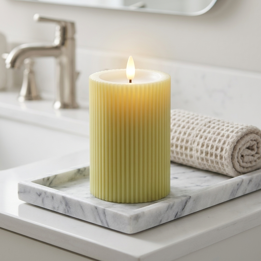 LED Pillar Candle 7.5x12.5cm Green