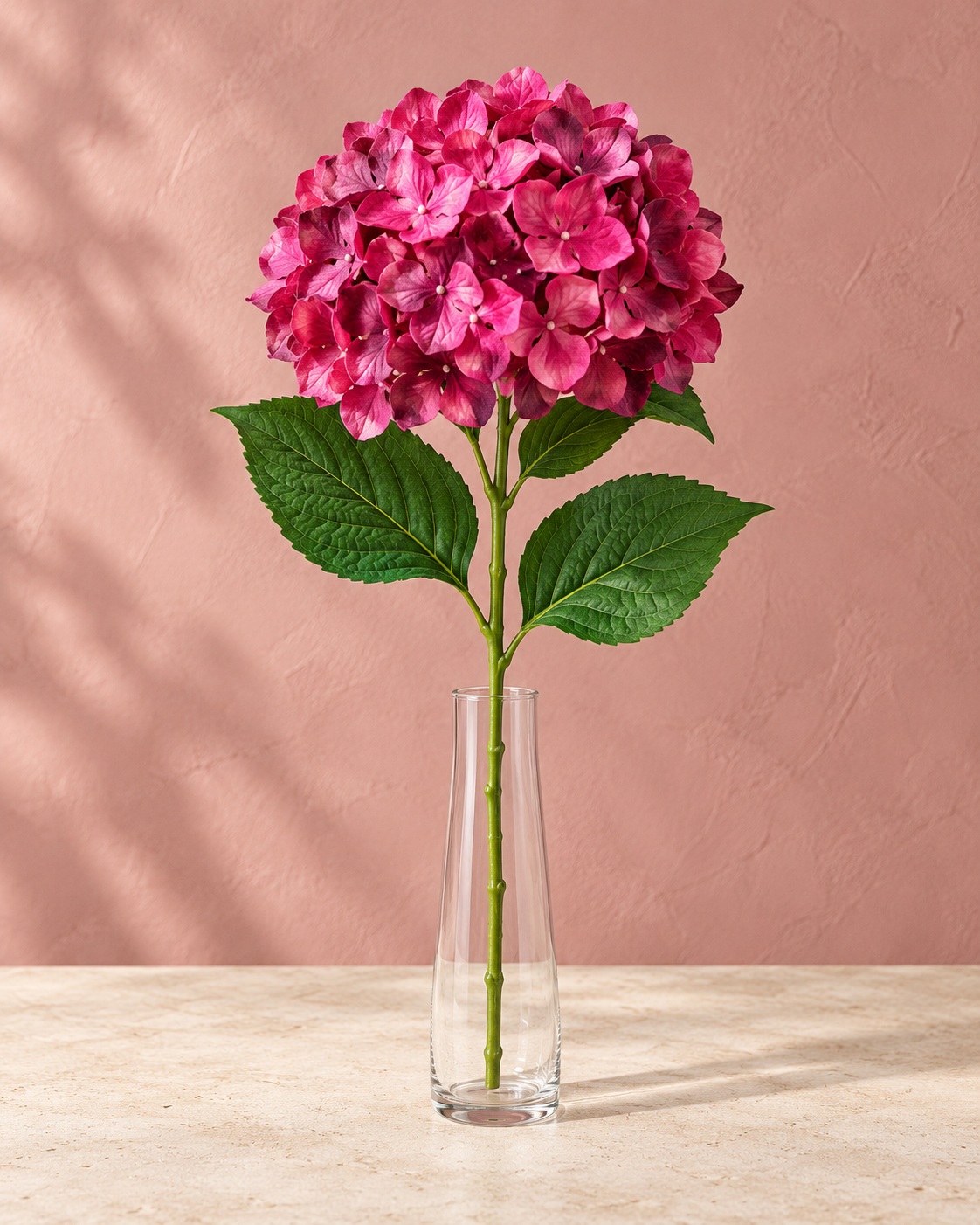 Dark Pink Artificial Hydrangea Stem 2