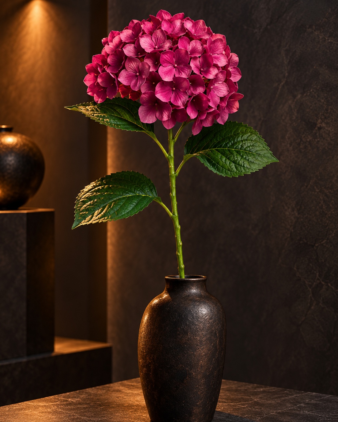 Dark Pink Artificial Hydrangea Stem 5