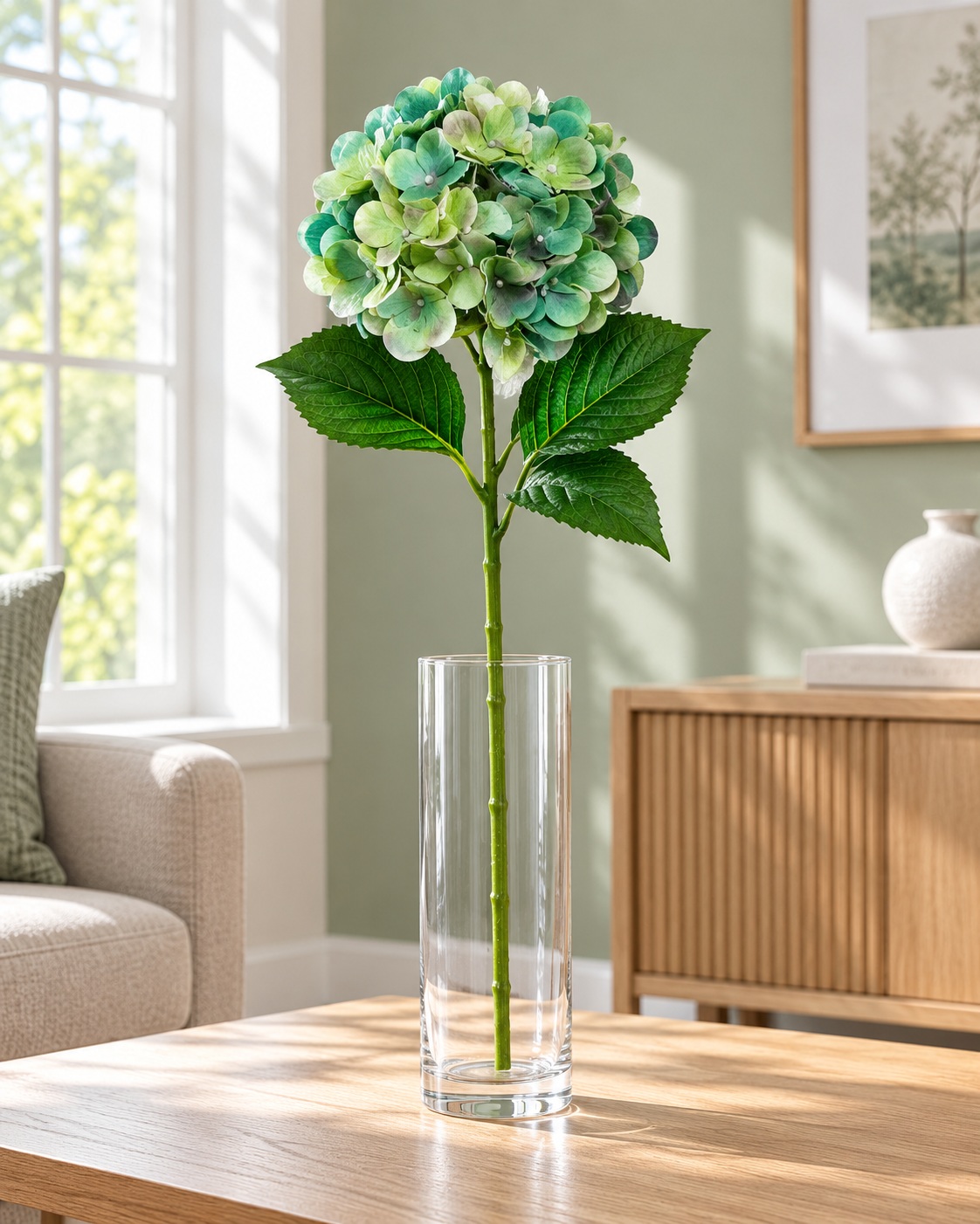 Sea Green Artificial Hydrangea Stem 5